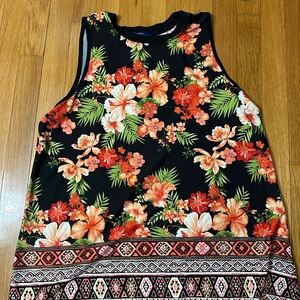 Apt. 9 Black and Orange Floral Tank Top